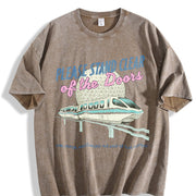 Monorail Inspired Please Stand Clear of the Doors Vintage Washed T-Shirt in Brown