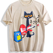 Pete The Cat Playing Guitar Party's vintage washed oversized T-shirt in Beige