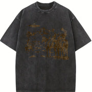 Cowboy UFO 90s Western Alien Vintage Washed T-Shirt in Black