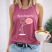 Hey You Dropped This Brain Women's Color Cotton Tank Top in Red