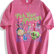 Pick Your Poison Halloween Potions vintage washed oversized T-shirt in Red