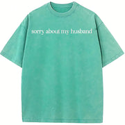 Sorry About My Husband Wife Husband vintage washed oversized T-shirt in Blue