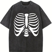 Skeleton Rib Cage vintage washed oversized T-shirt in Black