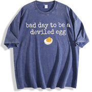 Bad Day To Be A Deviled Egg Thanksgiving Dinner vintage washed oversized T-shirt in Blue