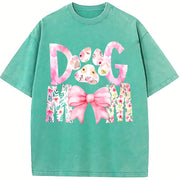Dog Mama Dog Mom Vintage Washed T-Shirt in Blue