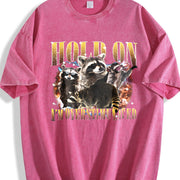 Hold on I Am Overstimulated Vintage Washed T-Shirt in Red