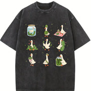 Pickle Lover Silly Goose Vintage Washed T-Shirt in Black