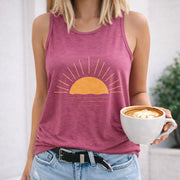 Loose- Basic Fashionable and Elegant Sleeveless Vest Women's Color Cotton Tank Top in Red