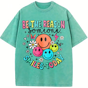 Be the Reason Someone Smiles Today vintage washed oversized T-shirt in Blue