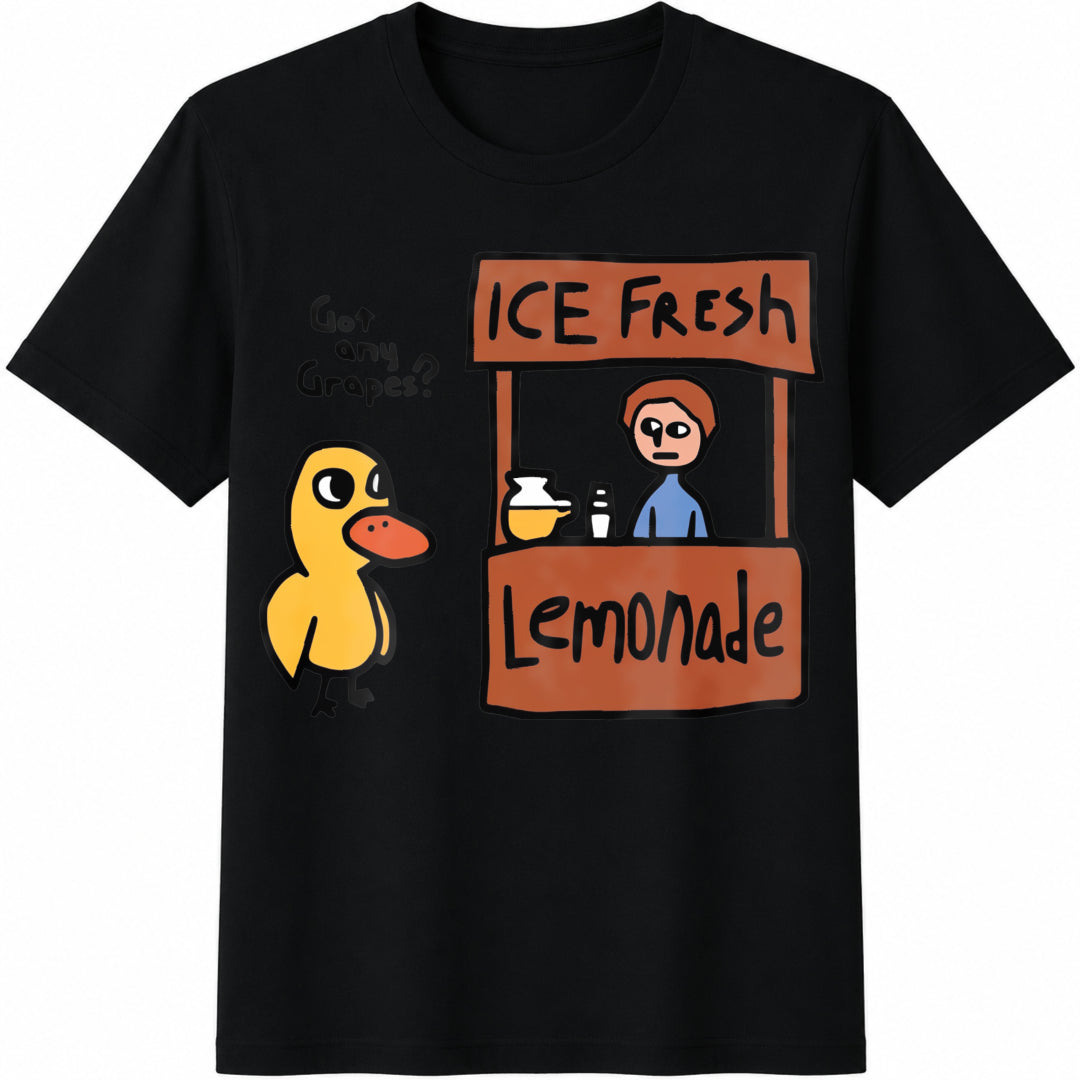 Got Any Grapes / the Duck Song / Duck / Ice Fresh Lemonade Cotton T-Shirt in Black