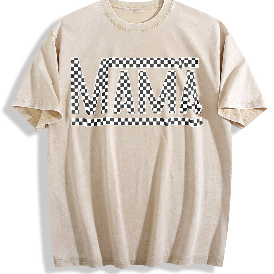 Mama Letter vintage washed oversized T-shirt in Beige