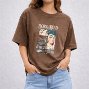 Born To Read Bookish vintage washed oversized T-shirt in Brown