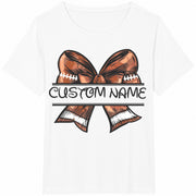 Personalized Football Mom Cotton T-Shirt in White