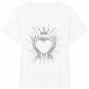 Distressed Claddagh Cotton T-Shirt in White