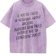 Anti-racism Statement Vintage Washed T-Shirt in Purple