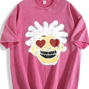 Heavy Distressed Wax-resistant Retro Vintage Washed T-Shirt in Red