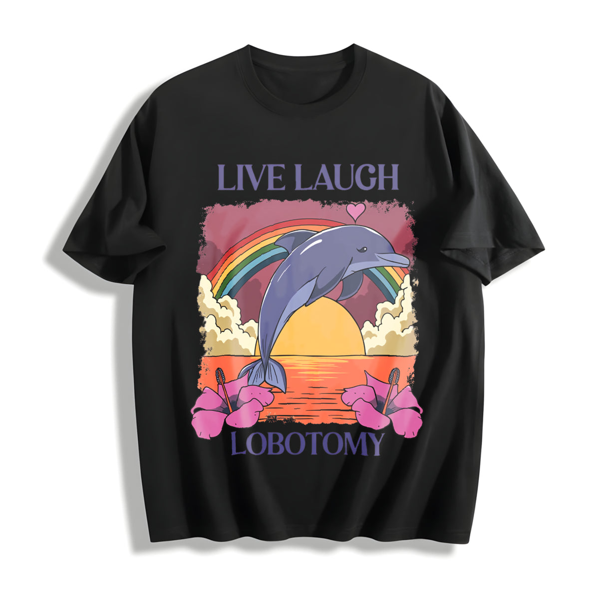 Live Laugh Lobotomy Cotton T-Shirt in Black
