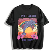 Live Laugh Lobotomy Cotton T-Shirt in Black