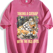 Tiger Lover Tiger at the Zoo Vintage Washed T-Shirt in Red