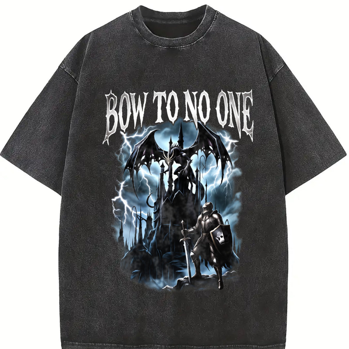 Bow to No One Medieval 90s Vintage Washed T-Shirt in Black