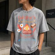 Howl’s Moving Castle Inspired Calcifer's Bed & Breakfast Vintage Washed T-Shirt in Gray