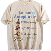 Autism Aware Autism Acceptance Vintage Washed T-Shirt in Beige