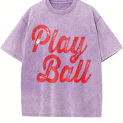 Play Ball Game Day Vintage Washed T-Shirt in Purple