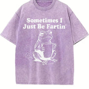 Sometimes I Just Be Fartin' Frog vintage washed oversized T-shirt in Purple