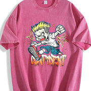 Cartoon Confident Tank Vintage Washed T-Shirt in Red