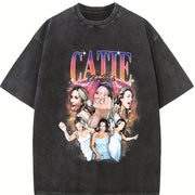 Reality TV Women Collage Vintage Washed T-Shirt in Black