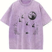 Duck 90s Retro Ducks Nature Moon ® Vintage Washed T-Shirt in Purple