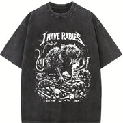I Have Rabies Rat Retro Gothic Horror Rats Vintage Washed T-Shirt in Black