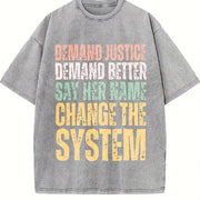 Demand Justice Renee Nicole Good Anti Ice Vintage Washed T-Shirt in Gray