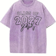 Class of 2027 Senior Vintage Washed T-Shirt in Purple