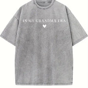In My Grandma Era New Grandma Vintage Washed T-Shirt in Gray