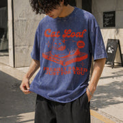 Cat Loaf Vintage Washed T-Shirt in Blue