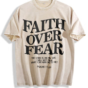 Faith Over Fear Vintage Washed T-Shirt in Beige