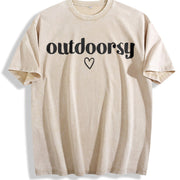 Outdoorsy Adventure Vintage Washed T-Shirt in Beige