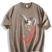 For Formal Urban Distressed Enthusiasts Vintage Washed T-Shirt in Brown