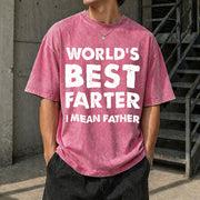 Cottonfather's Day Retro Dad World's Best Farter I Mean Vintage Washed T-Shirt in Red
