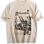 P1 Supercar 90s Vintage Washed T-Shirt in Beige