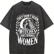 They Didn't Burn Witches Vintage Washed T-Shirt in Black