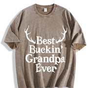 Best Buckin Grandpa Ever Fathers Hunting for Grandfather Vintage Washed T-Shirt in Brown