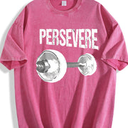 Persevere Barbell Vintage Washed T-Shirt in Red