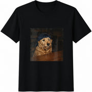 Dog Drinking Beer Puppy Cotton T-Shirt in Black