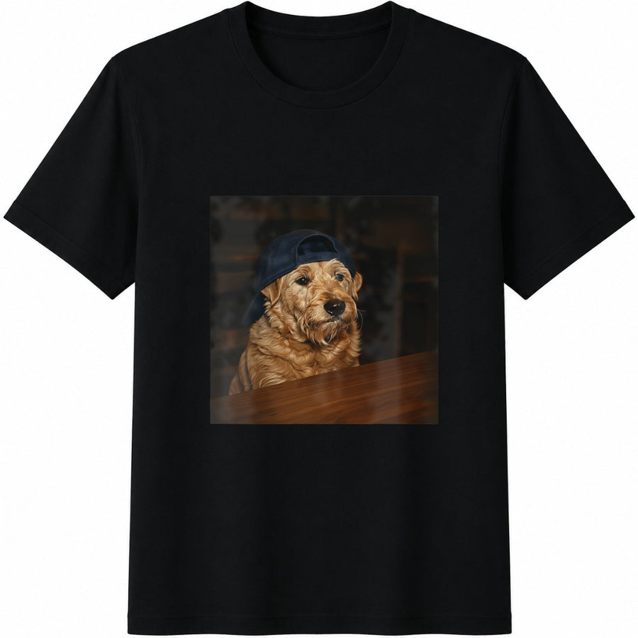 Dog Drinking Beer Puppy Cotton T-Shirt in Black