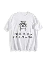 I'm a Delight Cute Raccoon Cotton T-Shirt in White