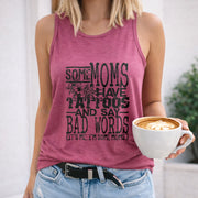 SOME MOMS HAVE Tattoos AND SAY BAD WORDS Letters Vest Women's Color Cotton Tank Top in Red