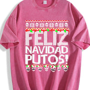 Feliz Navidad Putos Vintage Washed T-Shirt in Red
