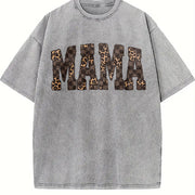 Leopard Mama Mothers Day Mom Retro Mama For Mom Mama vintage washed oversized T-shirt in Gray